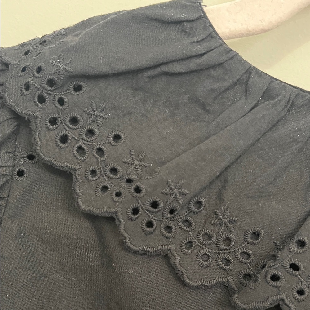 Ultra Pink Black Eyelet Ruffle V-Neck Blouse - Picture 7 of 7